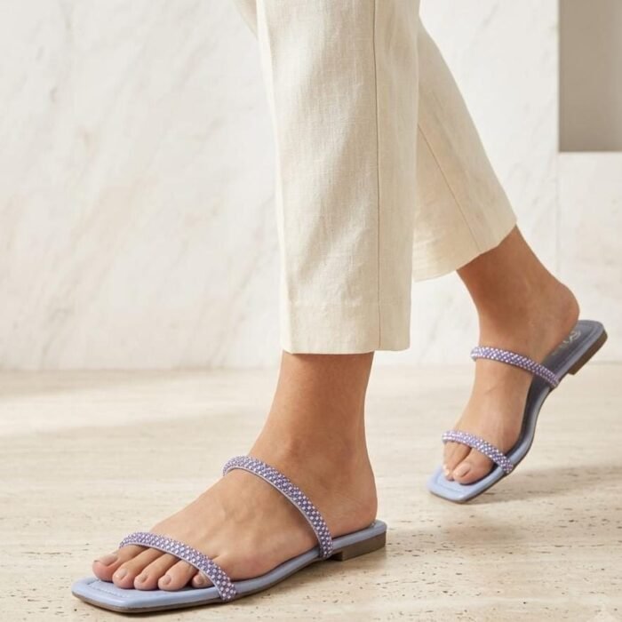 Women's Rhinestone Flat Sandals | REGALLO